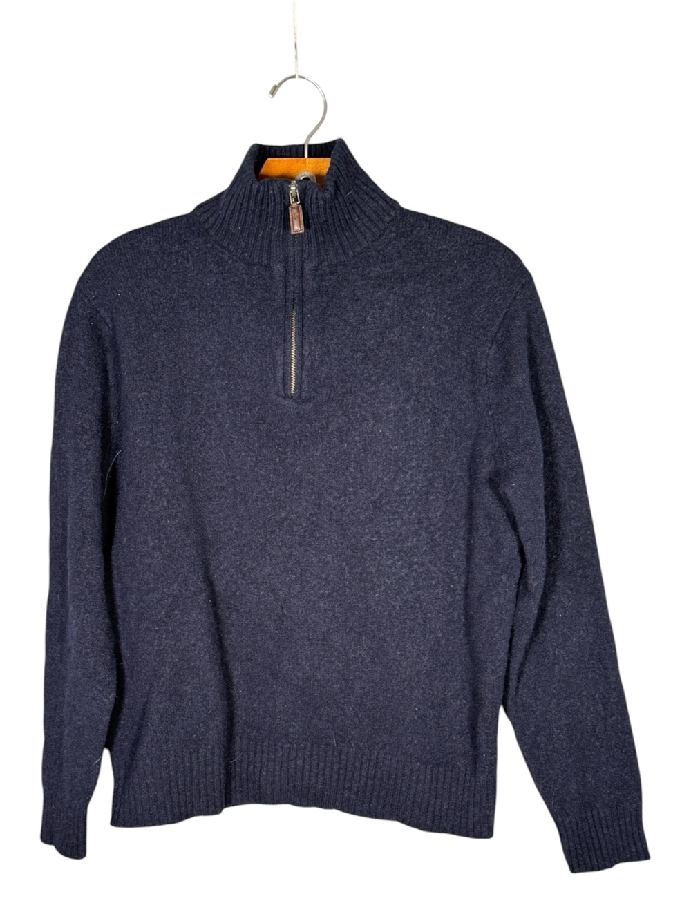 J. Crew Women's 100% Lambswool Navy Blue 1/4 Zip Sweater Minimalist M